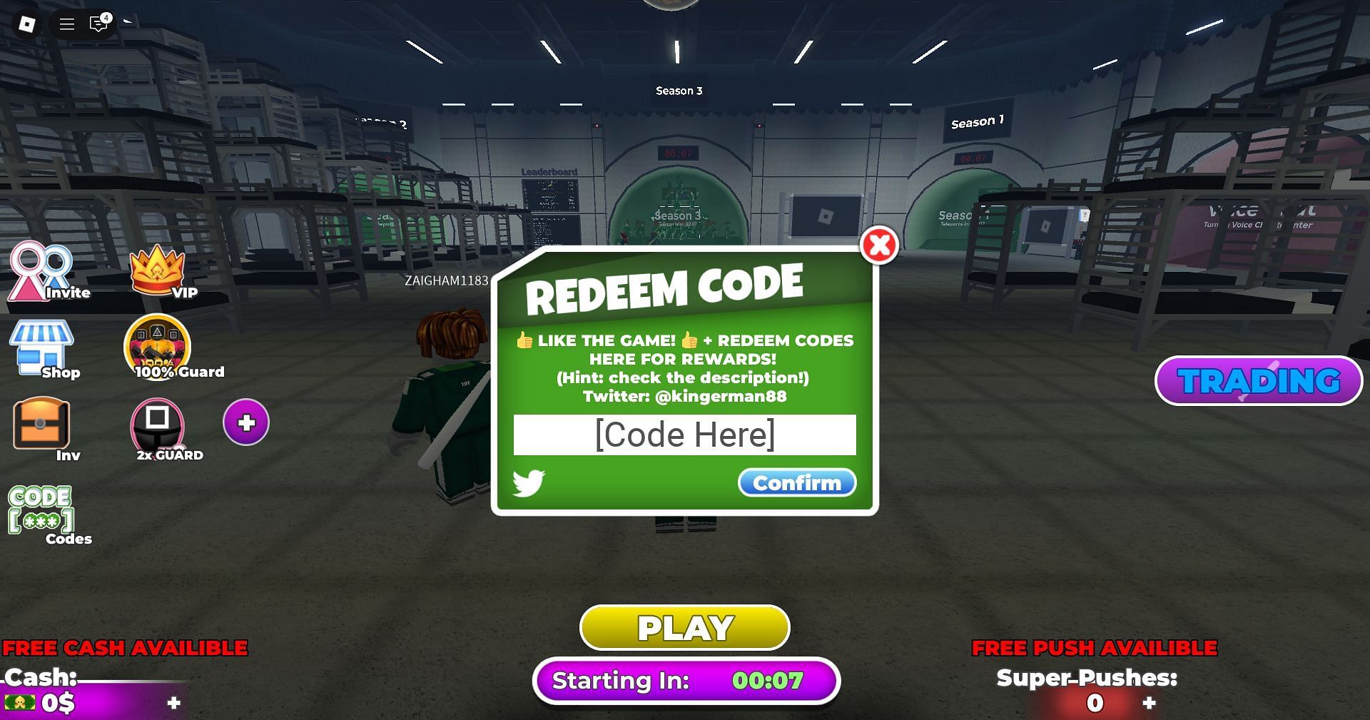 Redeem the code here (Image via Roblox)